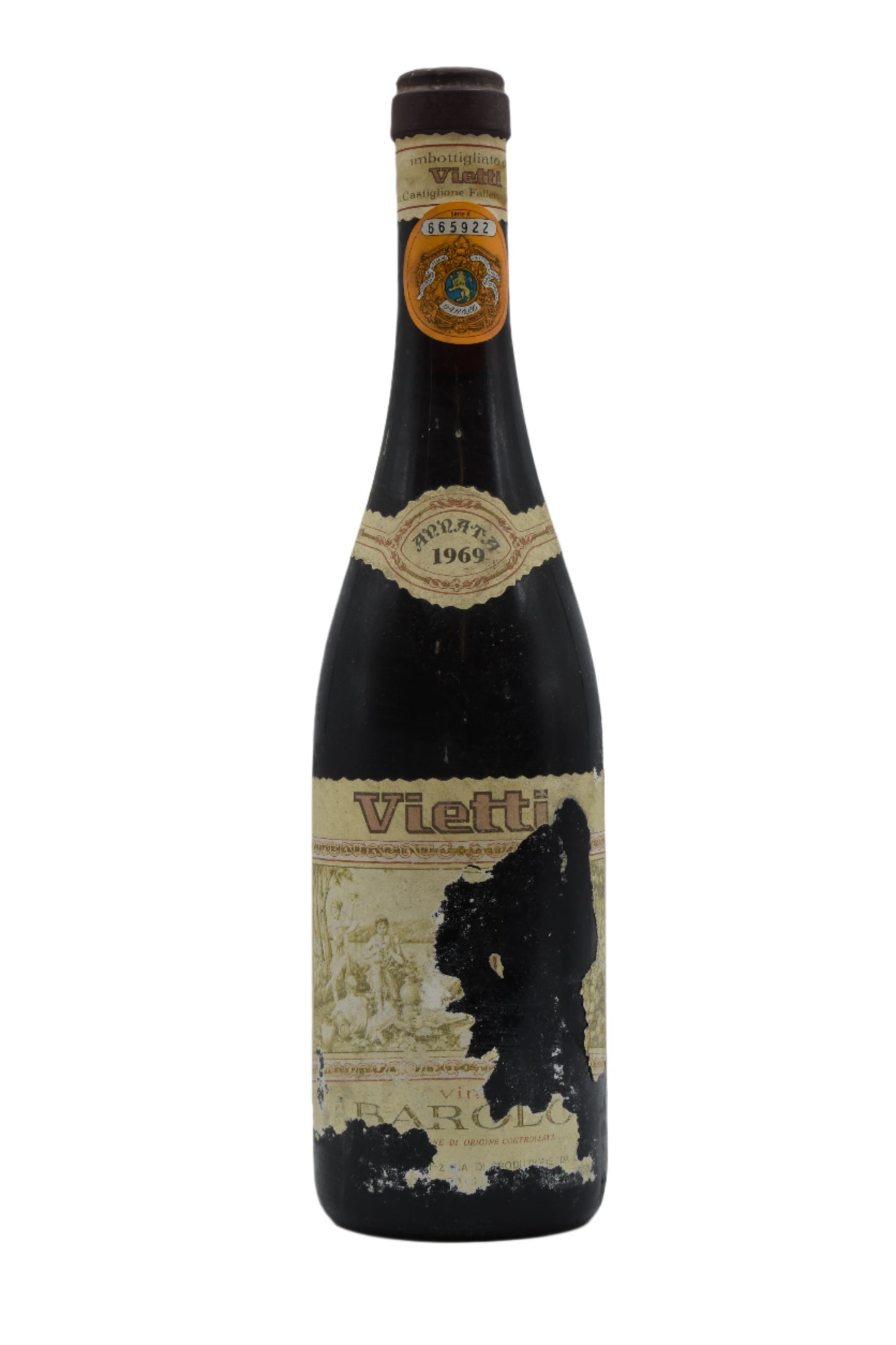 1969 Vietti, Barolo 750ml (note: heavily torn, bin soiled label) - Walker Wine Co.
