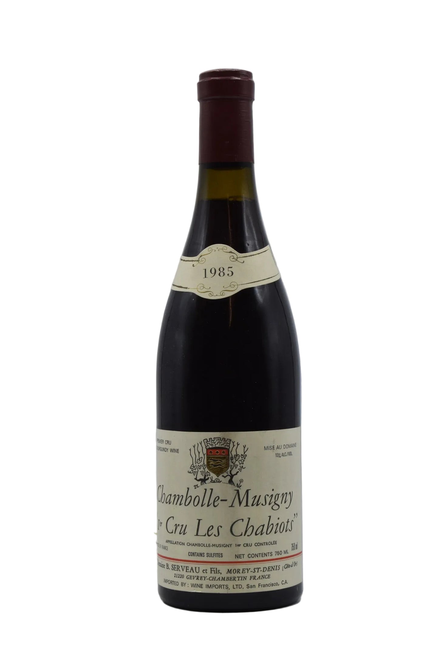 1985 Domaine B. Serveau, Chambolle Musigny Les Chabiots 1er Cru 750ml