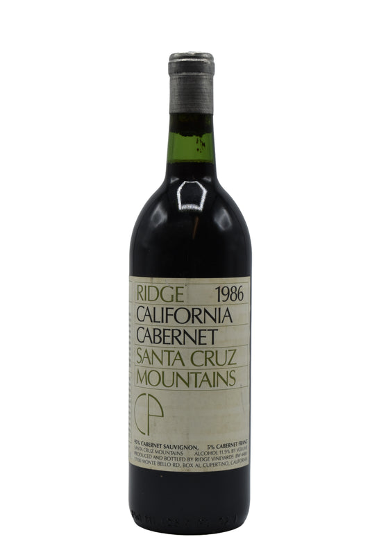 1986 Ridge California Cabernet Santa Cruz Mountains, CP Program 750ml - Walker Wine Co.