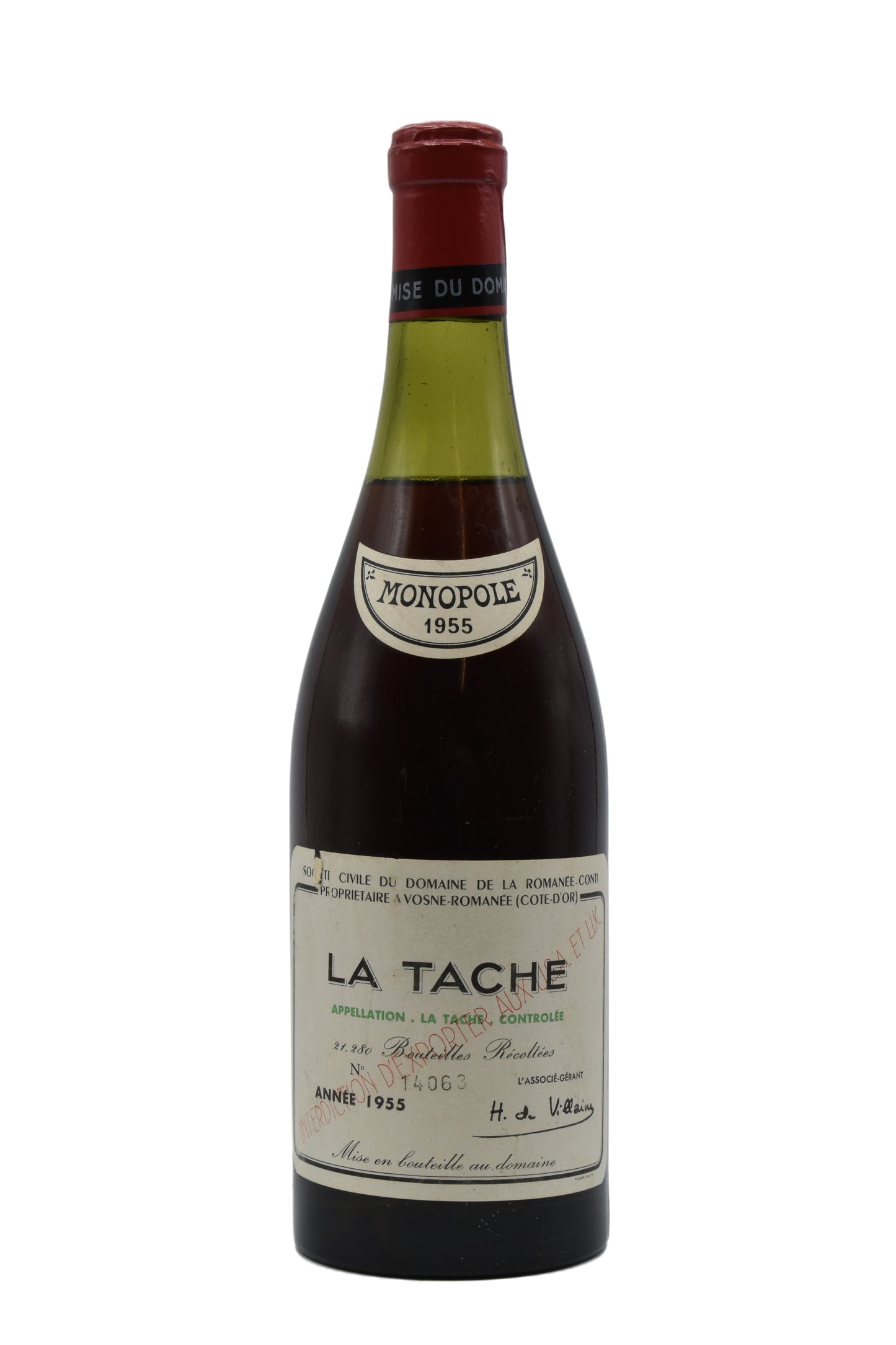 1955 Domaine de la Romanee-Conti, La Tache 750ml - Walker Wine Co.